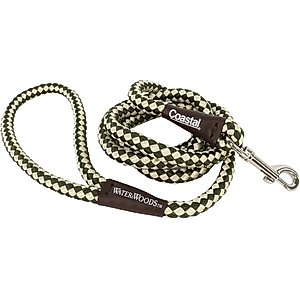Water & Woods Braided Rope Snap Dog Leash, Green & White