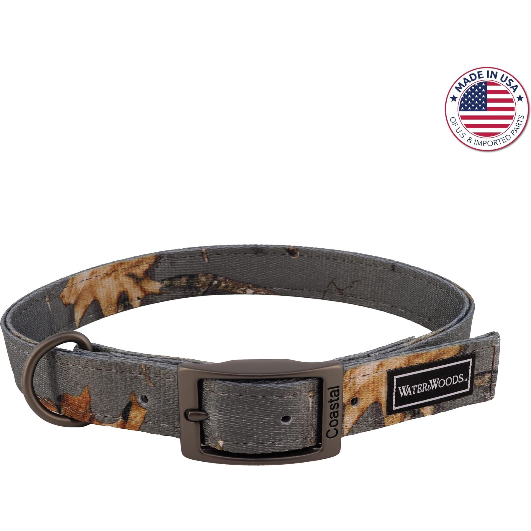 Water & Woods Double-Ply Patterned Hound Dog Collar, Country Roots Evergreen, Large: 26-in neck, 1-in wide