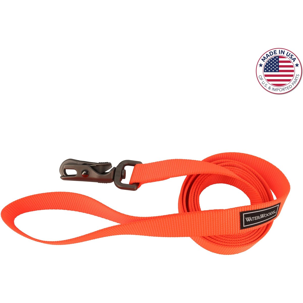 Water & Woods Patterned Dog Leash, Safety Orange