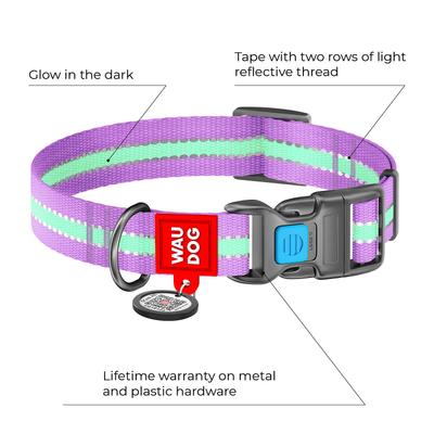 Show full view: WAUDOG Glow in the Dark QR Passport Nylon Standard Dog Collar, Purple, X-Large: 13 3/4 to 22 3/4-in neck, 1-in wide slide 3 of 8