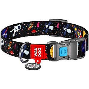WAUDOG NASA Nylon Standard Dog Collar, Large: 12 1/4 to 19 1/4-in neck, 1-in wide, Astronaut