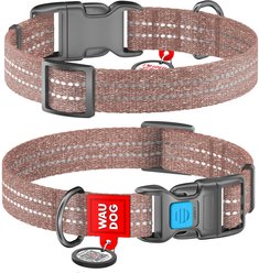 WAUDOG QR Passport Cotton Dog Collar, Brown, Large