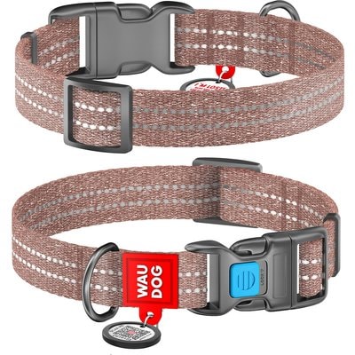 WAUDOG WAUDOG QR Passport Cotton Dog Collar, Brown, X-Large