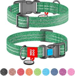 WAUDOG QR Passport Cotton Dog Collar, Green, Large