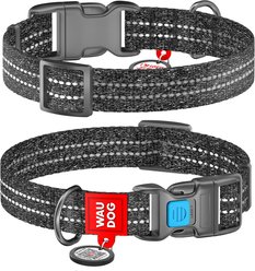 WAUDOG QR Passport Cotton Dog Collar, Grey, Small