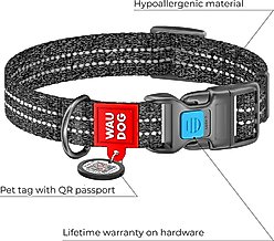 WAUDOG QR Passport Cotton Dog Collar, Grey, Small slide 2 of 6