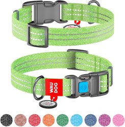 WAUDOG QR Passport Cotton Dog Collar, Lime Green, Large