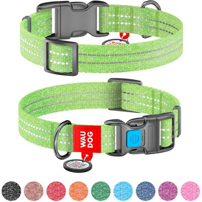 WAUDOG WAUDOG QR Passport Cotton Dog Collar, Lime Green, Large