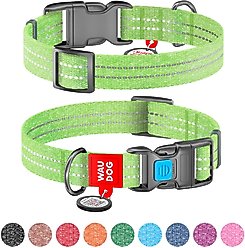 WAUDOG QR Passport Cotton Dog Collar, Lime Green, Medium