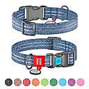 WAUDOG QR Passport Cotton Dog Collar, Navy Blue, Large