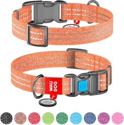 WAUDOG QR Passport Cotton Dog Collar, Orange, Medium