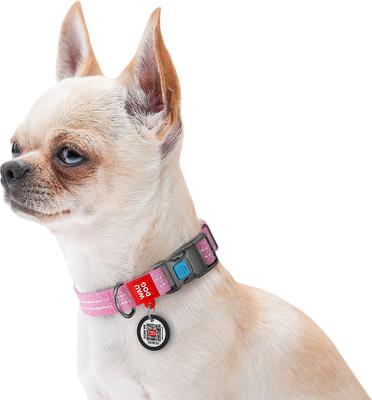Show full view: WAUDOG QR Passport Cotton Dog Collar, Pink, Large slide 6 of 8