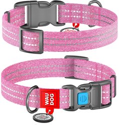 WAUDOG QR Passport Cotton Dog Collar, Pink, Medium