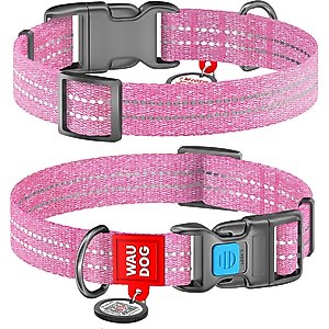 WAUDOG QR Passport Cotton Dog Collar, Pink, Medium