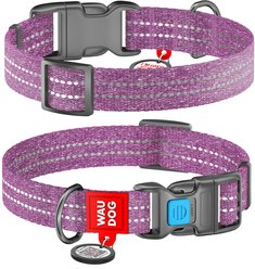WAUDOG QR Passport Cotton Dog Collar, Purple, Small