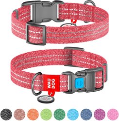 WAUDOG QR Passport Cotton Dog Collar, Red, Large