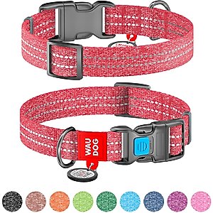 WAUDOG QR Passport Cotton Dog Collar, Red, Large