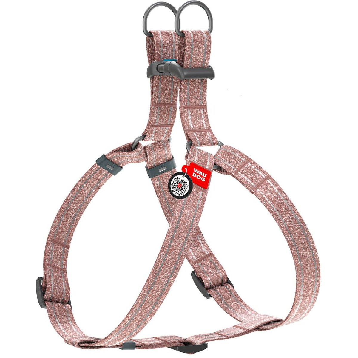 WAUDOG Re-Cotton Recycled Material QR Passport Dog Harness, Brown, Medium