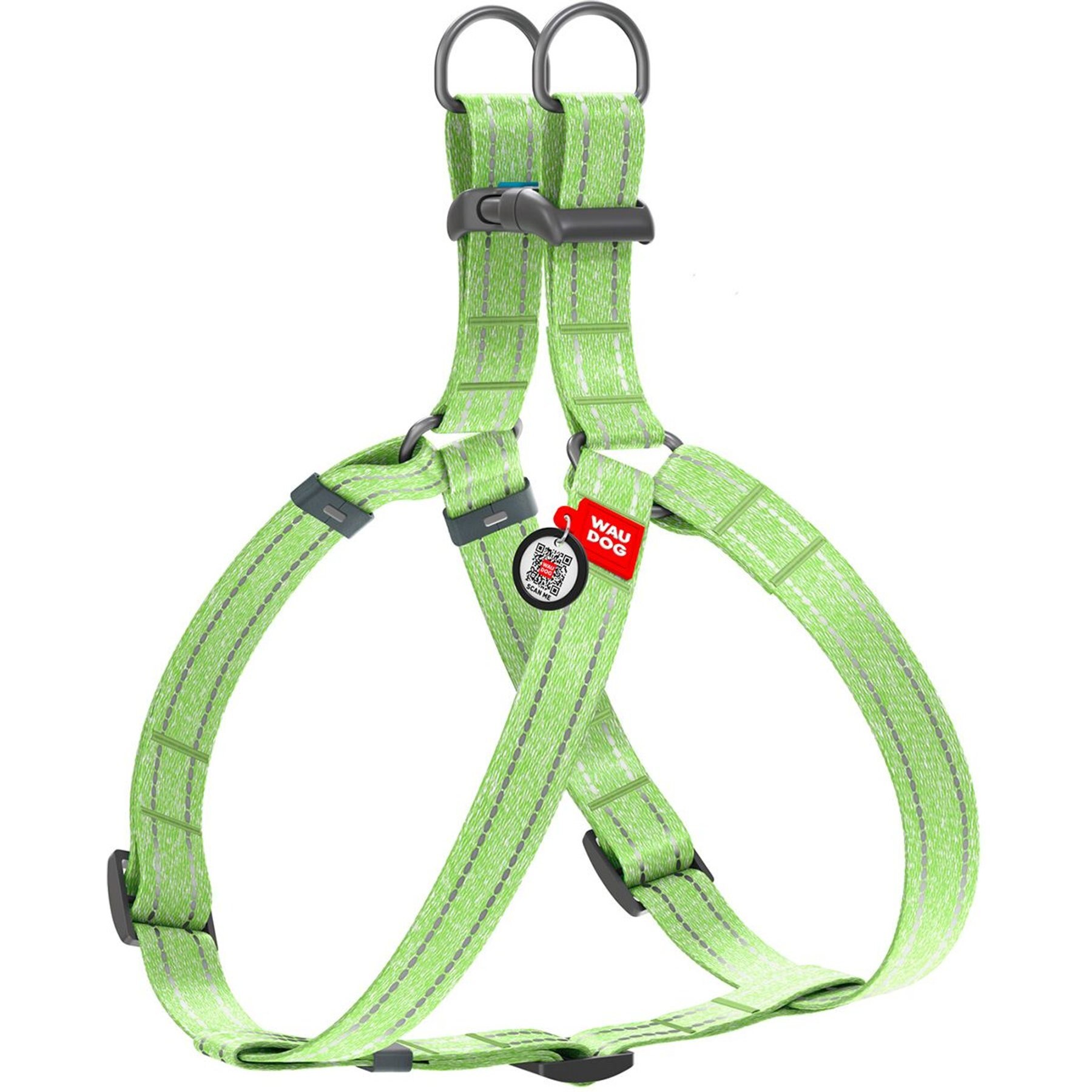 WAUDOG Re-Cotton Recycled Material QR Passport Dog Harness, Lime Green, Large