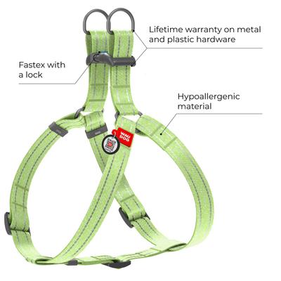 Show full view: WAUDOG Re-Cotton Recycled Material QR Passport Dog Harness, Lime Green, Medium slide 2 of 6