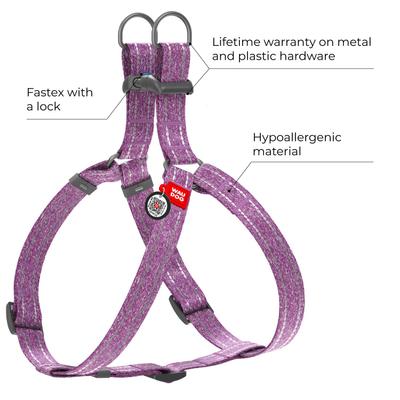 Show full view: WAUDOG Re-Cotton Recycled Material QR Passport Dog Harness, Purple, Medium slide 2 of 5