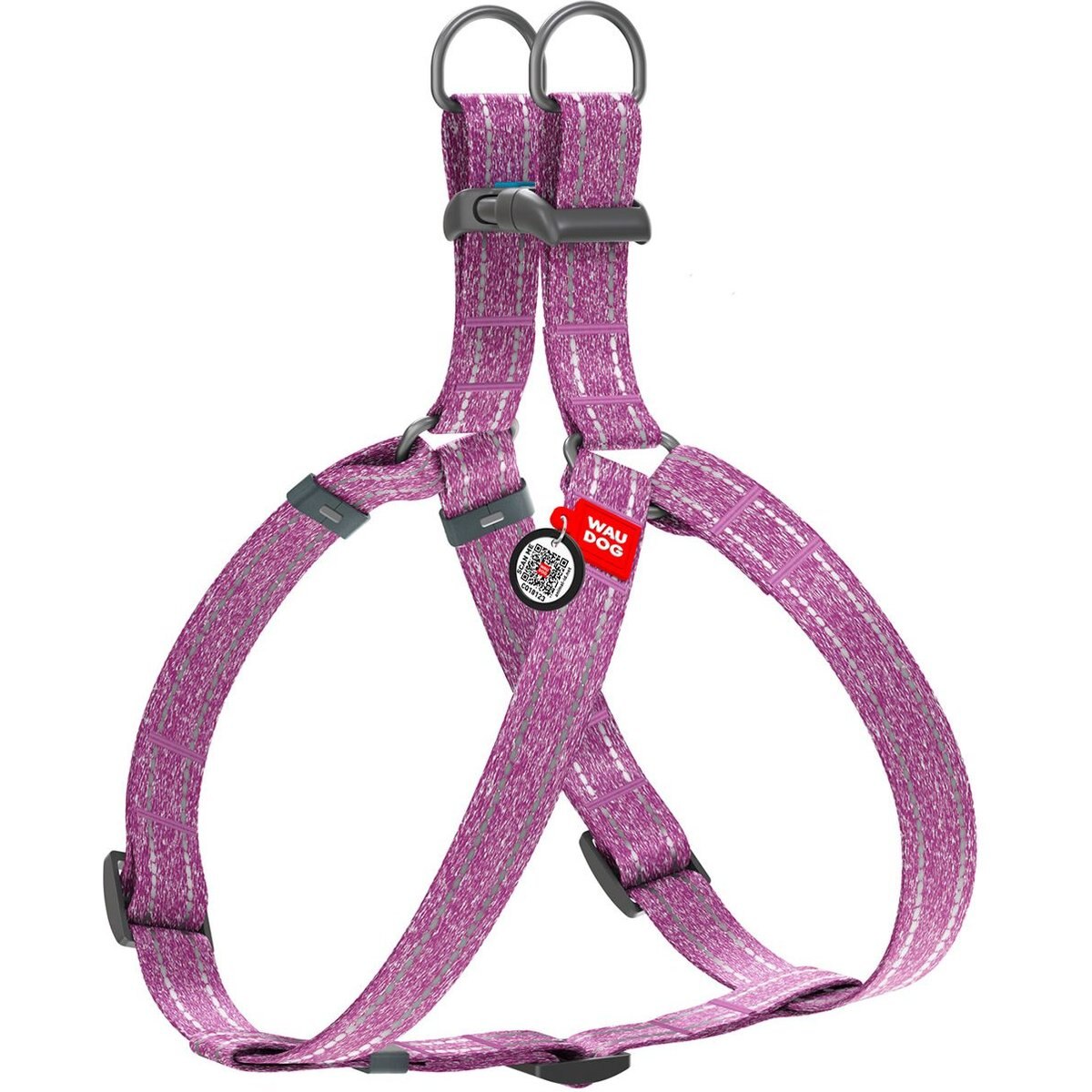 WAUDOG Re-Cotton Recycled Material QR Passport Dog Harness, Purple, Small