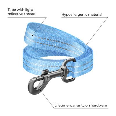 Show full view: WAUDOG Reflective Cotton Dog Leash, Blue, Small, 6.5-ft slide 2 of 8