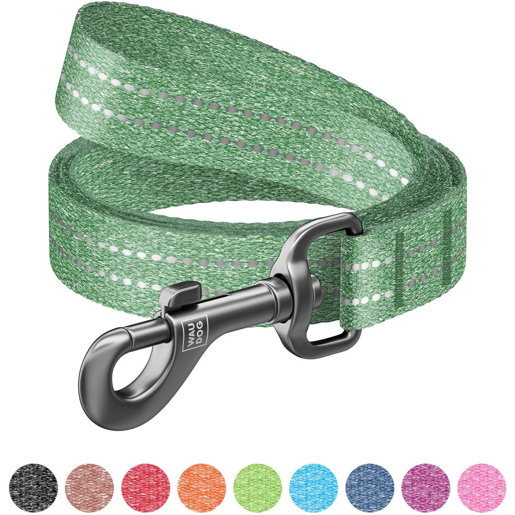 WAUDOG Reflective Cotton Dog Leash, Green, Small/Medium, 10-ft