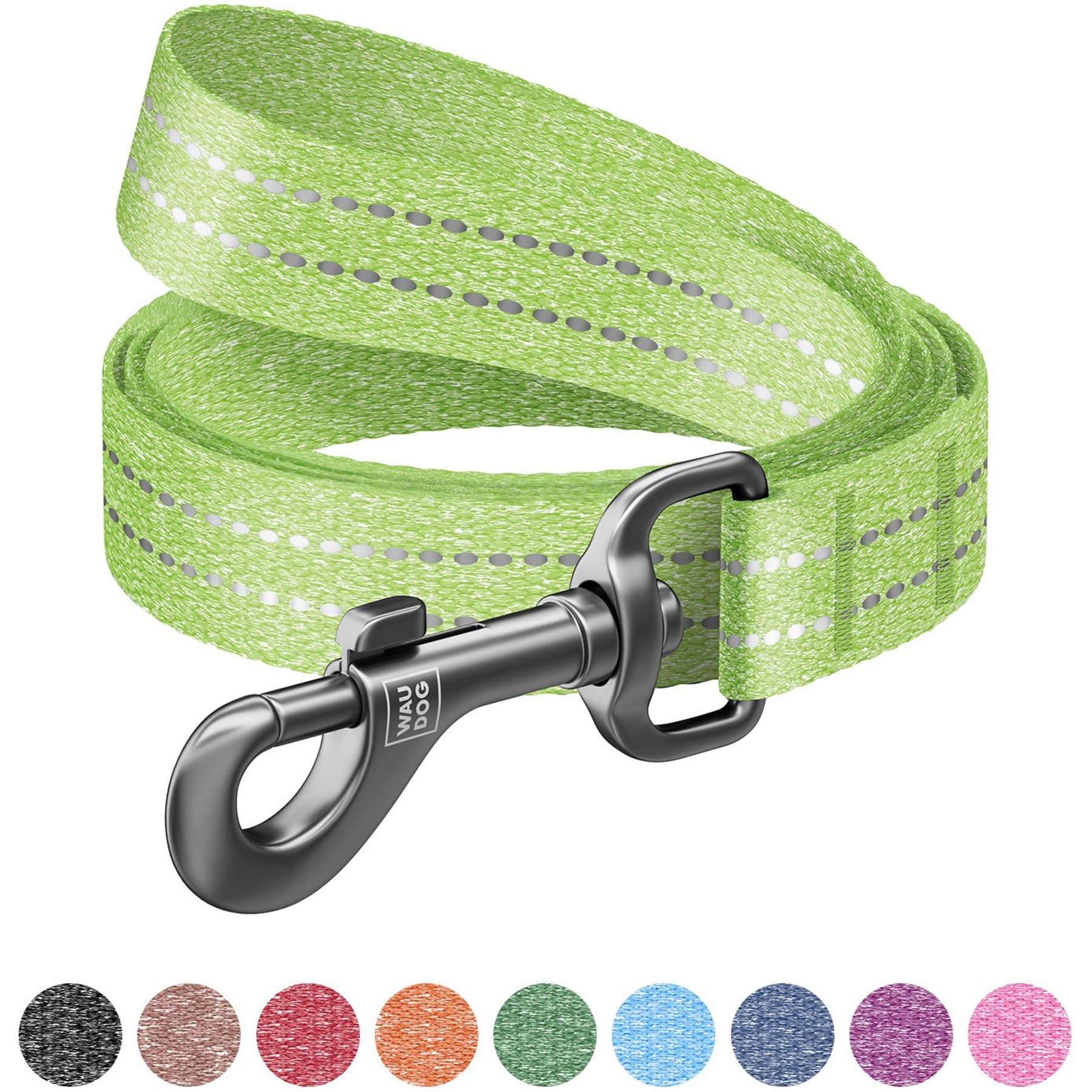 WAUDOG Reflective Cotton Dog Leash, Lime Green, Medium, 16-ft