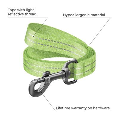 Show full view: WAUDOG Reflective Cotton Dog Leash, Lime Green, Small, 16-ft slide 2 of 7