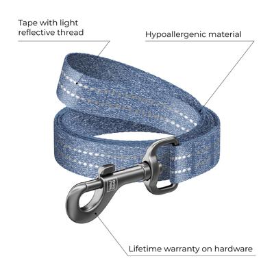 Show full view: WAUDOG Reflective Cotton Dog Leash, Navy Blue, Large, 10-ft slide 3 of 8