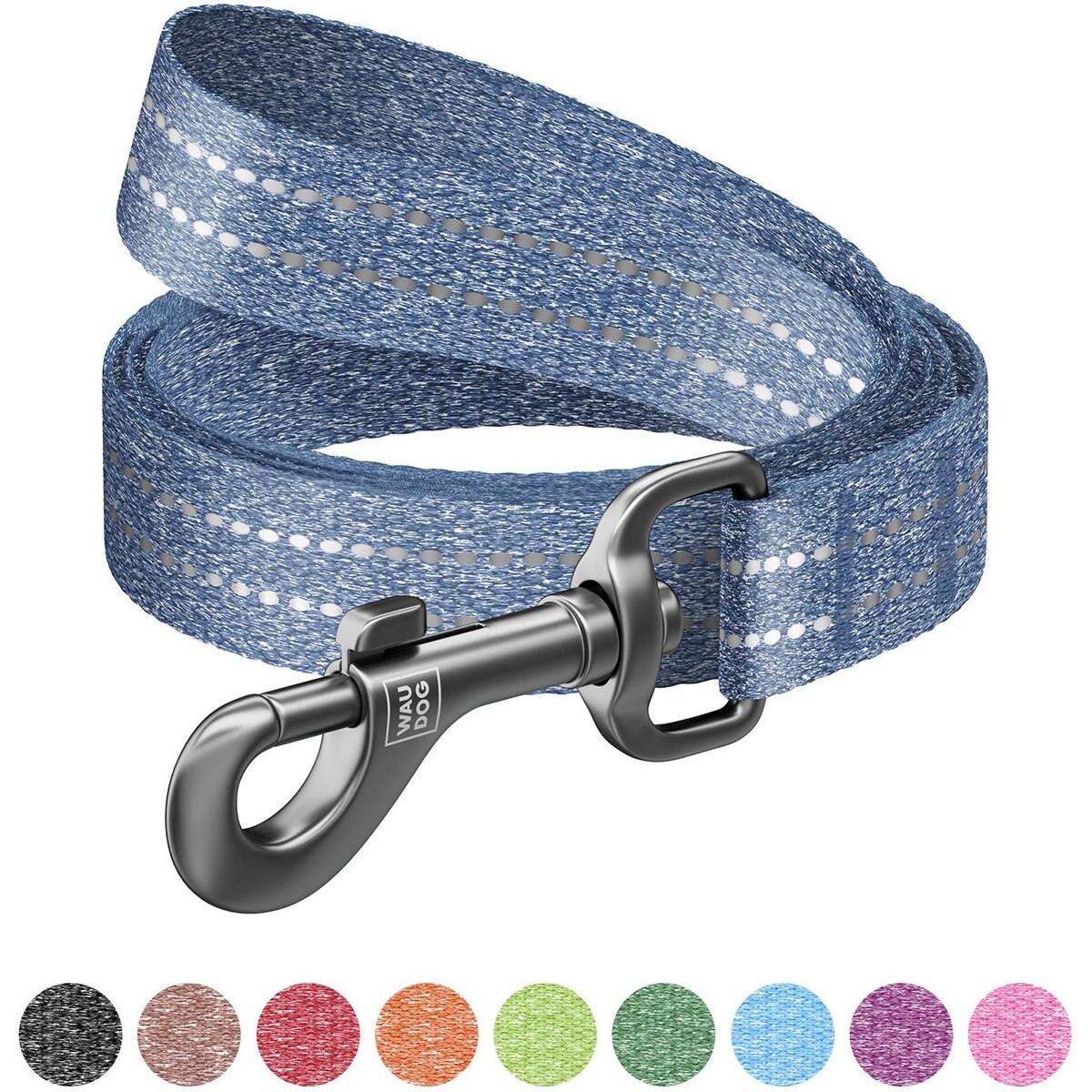 WAUDOG Reflective Cotton Dog Leash, Navy Blue, Small, 16-ft