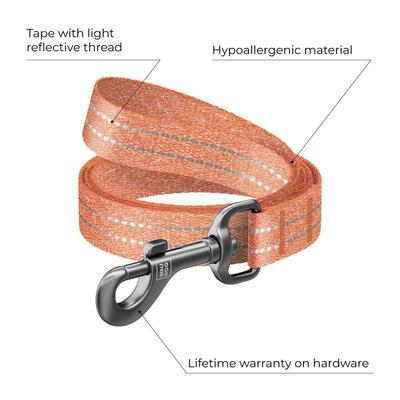 Show full view: WAUDOG Reflective Cotton Dog Leash, Orange, Large, 10-ft slide 3 of 8