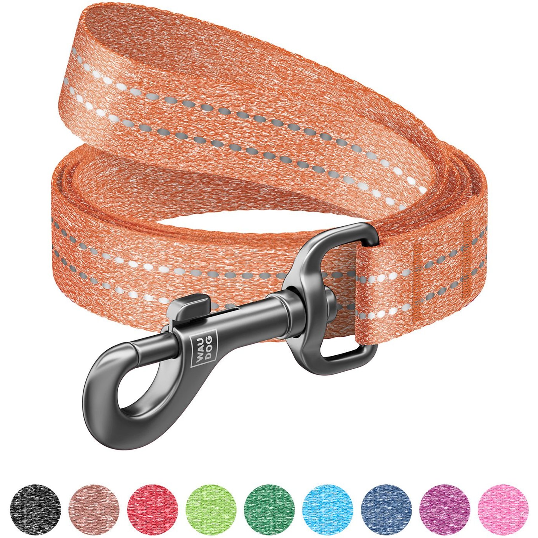 WAUDOG Reflective Cotton Dog Leash, Orange, Small/Medium, 10-ft