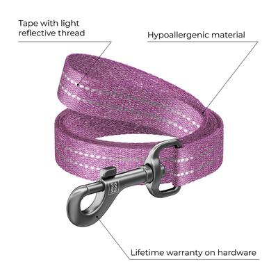 Show full view: WAUDOG Reflective Cotton Dog Leash, Purple, Small, 10-ft slide 3 of 9