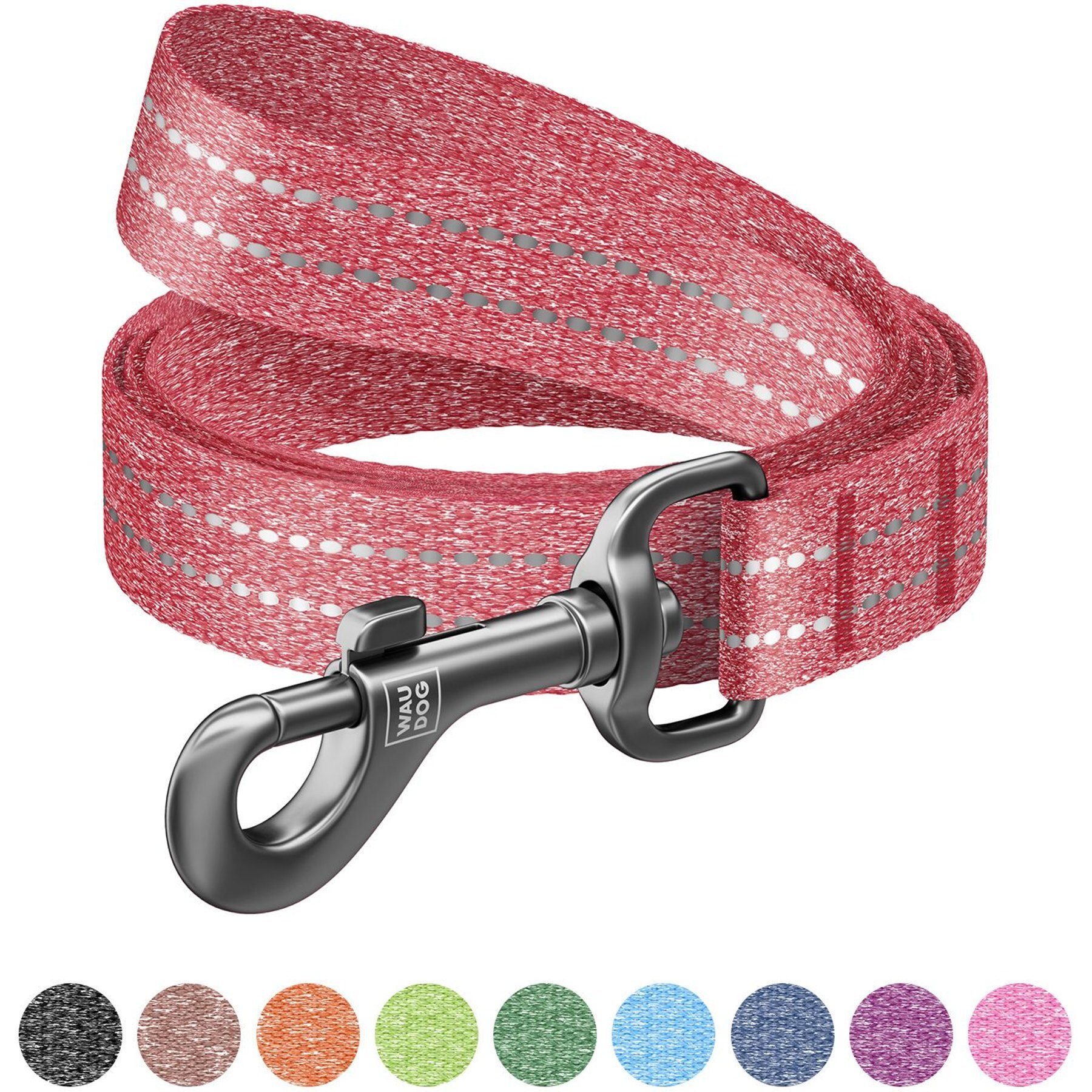 WAUDOG Reflective Cotton Dog Leash, Red, Medium, 16-ft