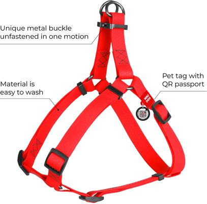 Show full view: WAUDOG Waterproof Dog Harness with QR Tag, Red, Large slide 2 of 7