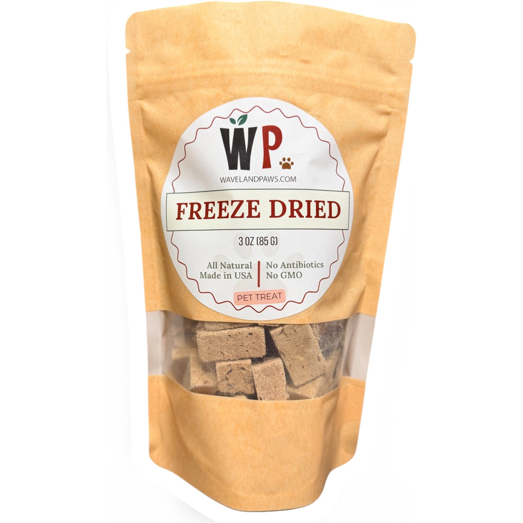 Waveland Paws Bison Liver High Protein Meat Freeze-Dried Dog Treats, 3-oz bag