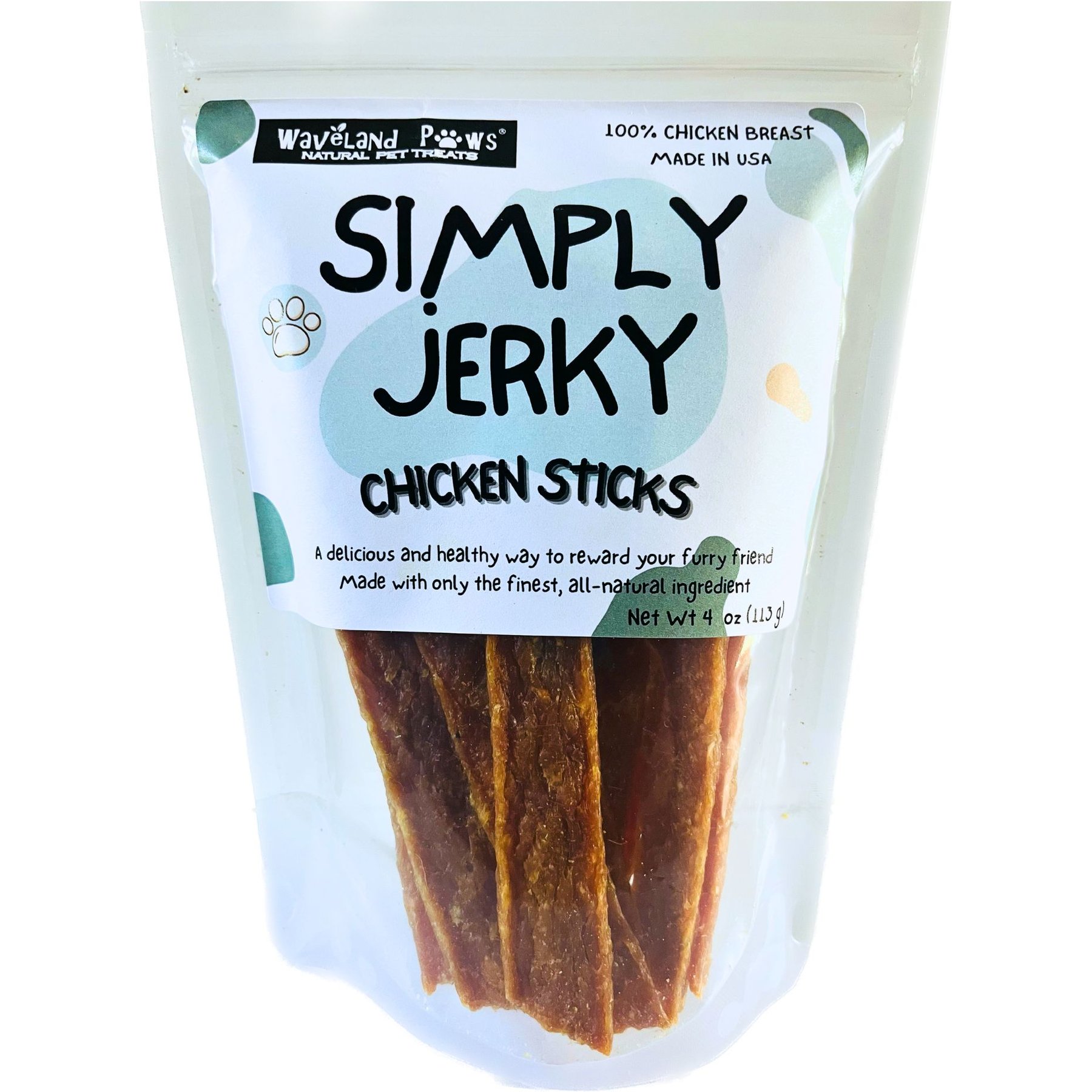 Waveland Paws Chicken Jerky Stick Dog Treats, 4-oz bag