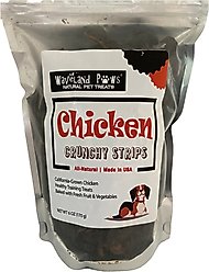 Waveland Paws Crunchy Strips Chicken Dog Treats, 6-oz bag