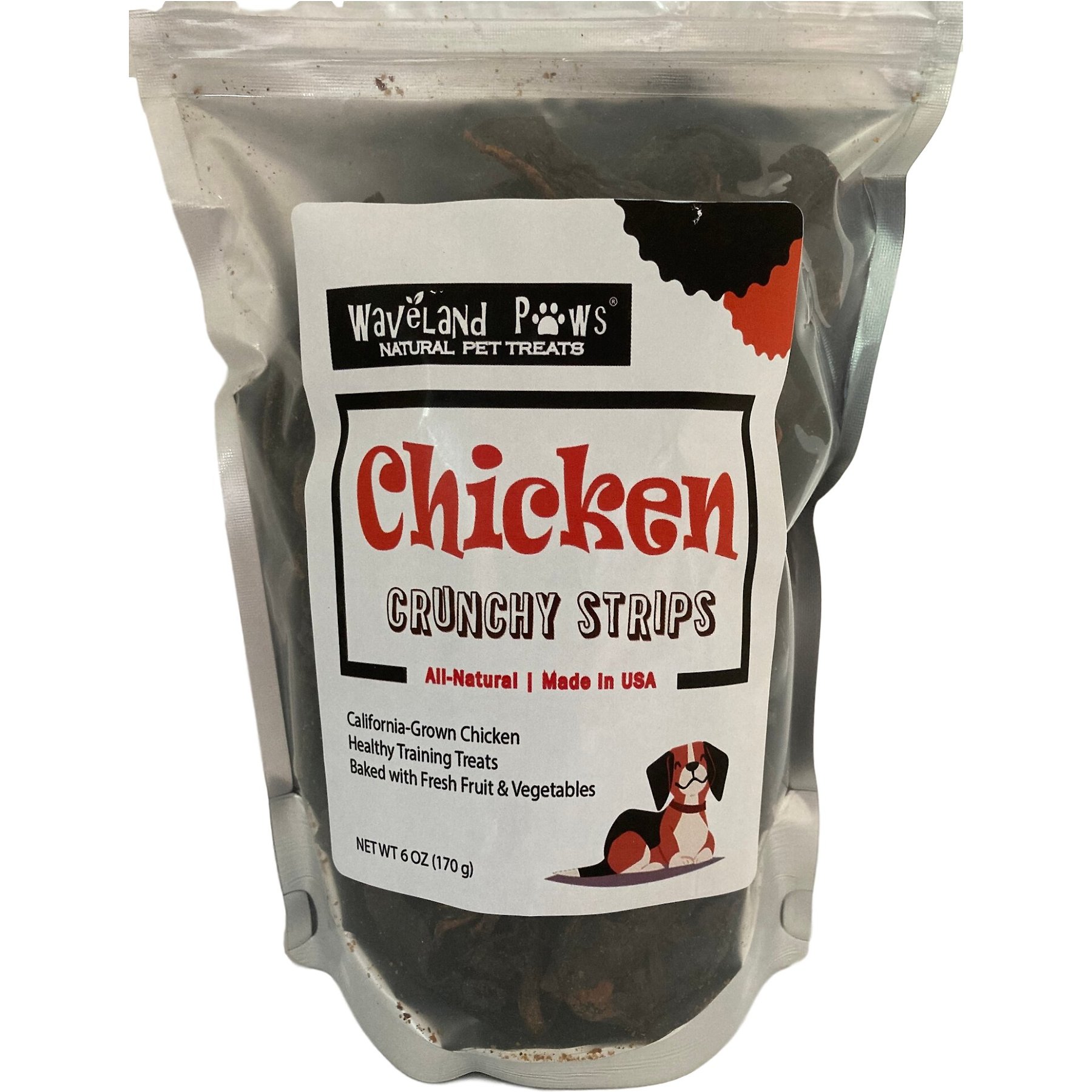 Waveland Paws Crunchy Strips Chicken Dog Treats, 6-oz bag