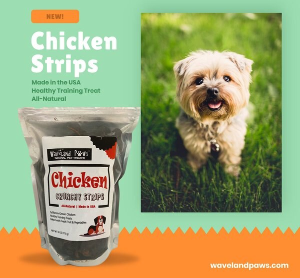 Waveland Paws Crunchy Strips Chicken Dog Treats, 6-oz bag