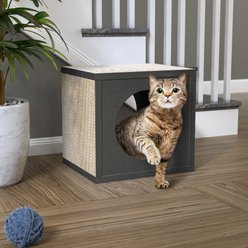 Way Basics 12.6-in Katsquare Cube Scratching Post, Charcoal Black