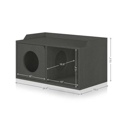 Show full view: Way Basics Double Hole with 1 Door Cat House, Medium, Charcaol Black slide 2 of 3