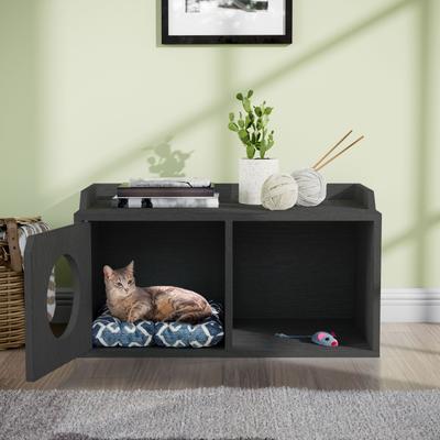 Show full view: Way Basics Double Hole with 1 Door Cat House, Medium, Charcaol Black slide 3 of 3