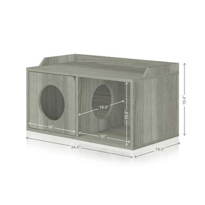 Show full view: Way Basics Double Hole with 1 Door Cat House, Medium, London Grey slide 2 of 3