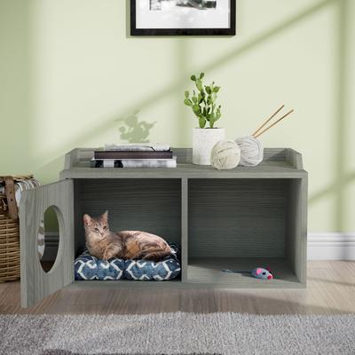 Show full view: Way Basics Double Hole with 1 Door Cat House, Medium, London Grey slide 3 of 3