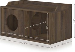 Way Basics Double Hole with 1 Door Cat House, Medium, Royal Walnut slide 2 of 3