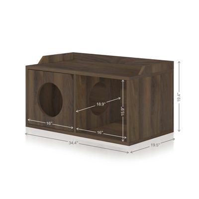 Show full view: Way Basics Double Hole with 1 Door Cat House, Medium, Royal Walnut slide 2 of 3
