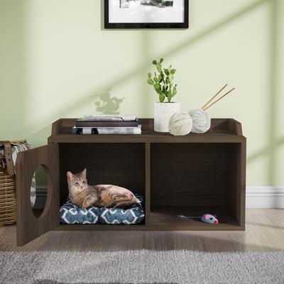 Show full view: Way Basics Double Hole with 1 Door Cat House, Medium, Royal Walnut slide 3 of 3